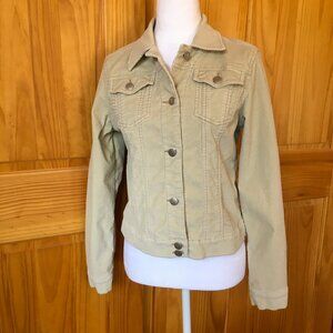 Vintage Yukon Jeans Corduroy Jacket M Beige Fitted Stretch Soft Embroidered